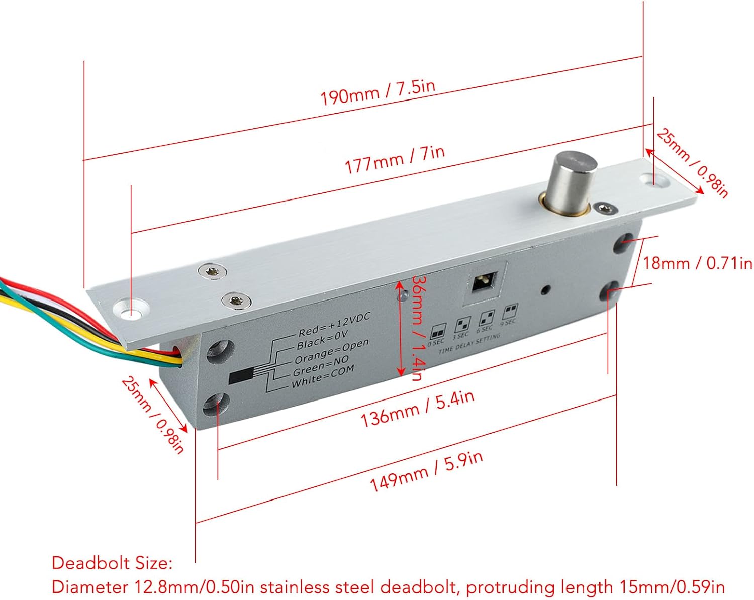 Serratura Elettrica DC 12V 5 Linee con Catenaccio - immagine 2