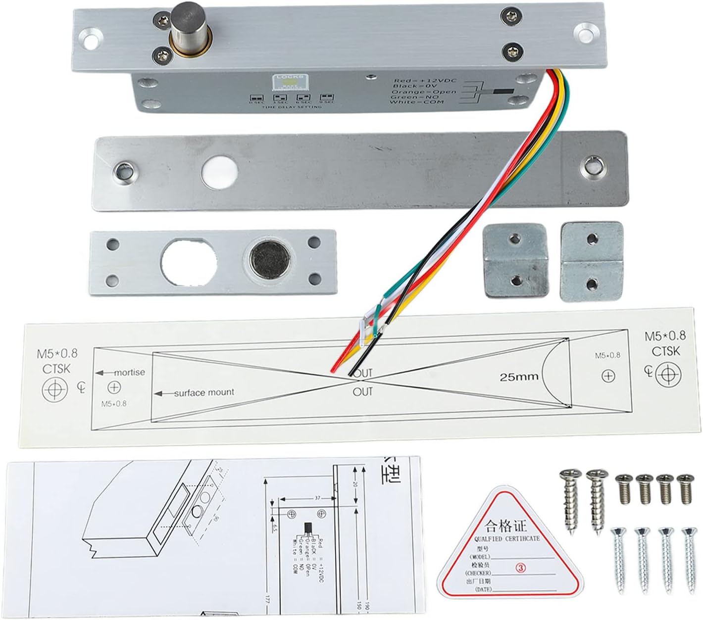 Serratura Elettrica DC 12V 5 Linee con Catenaccio - immagine 5