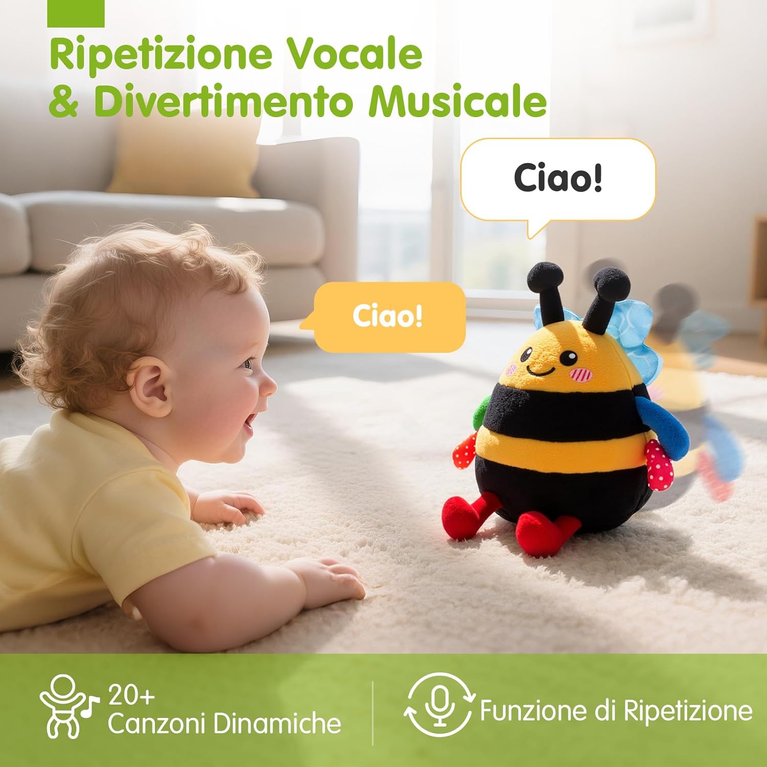 hahaland Peluche Musicale Interattivo per Gattonare - immagine 2