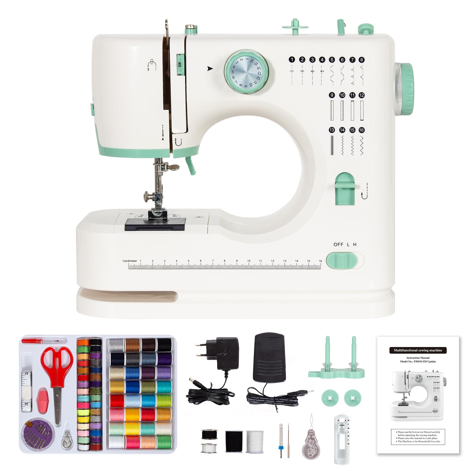 Todeco Macchina per Cucire Automatica 16 Operazioni, Verde