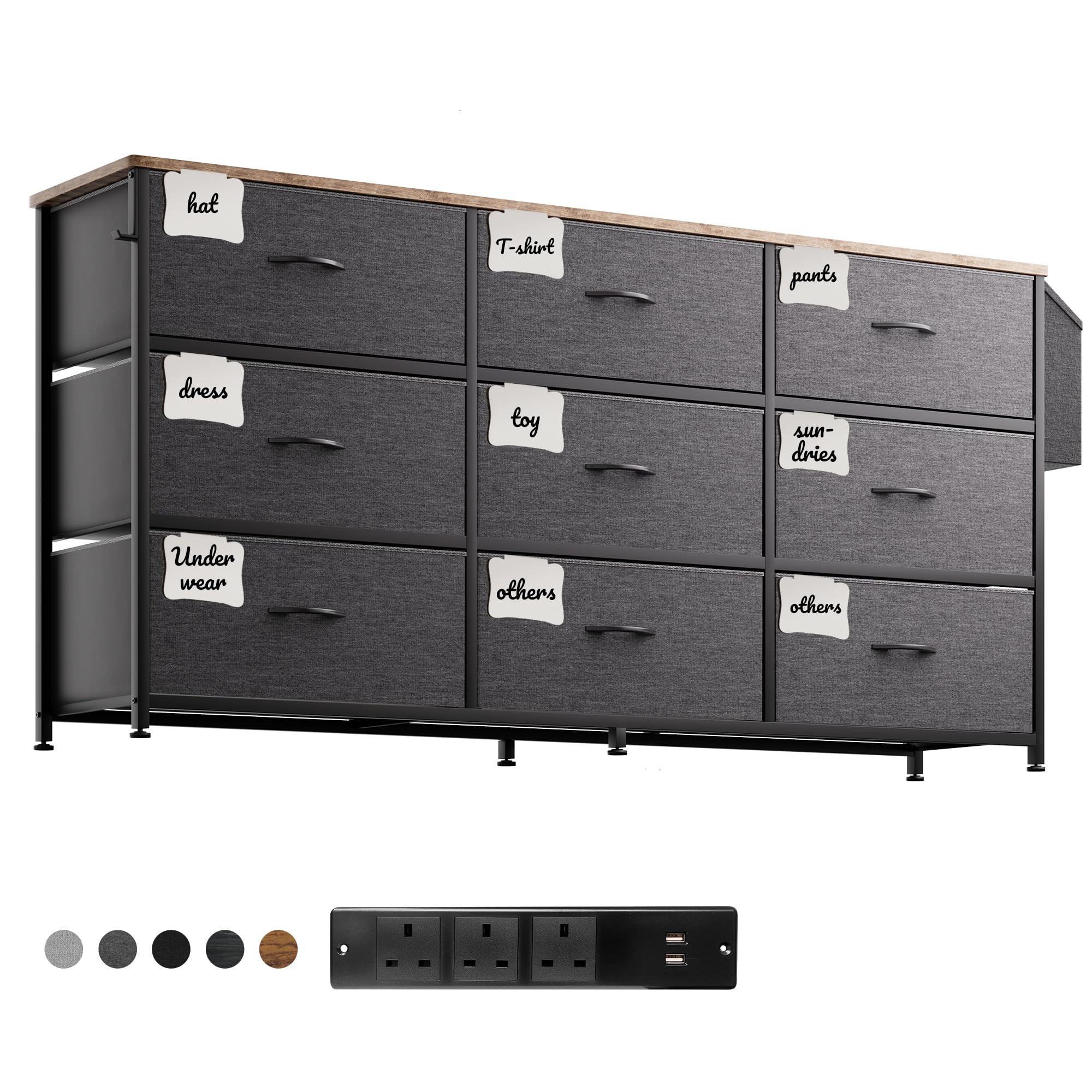 Cassettiera in Tessuto con 9 Cassetti per TV 43-65 Pollici