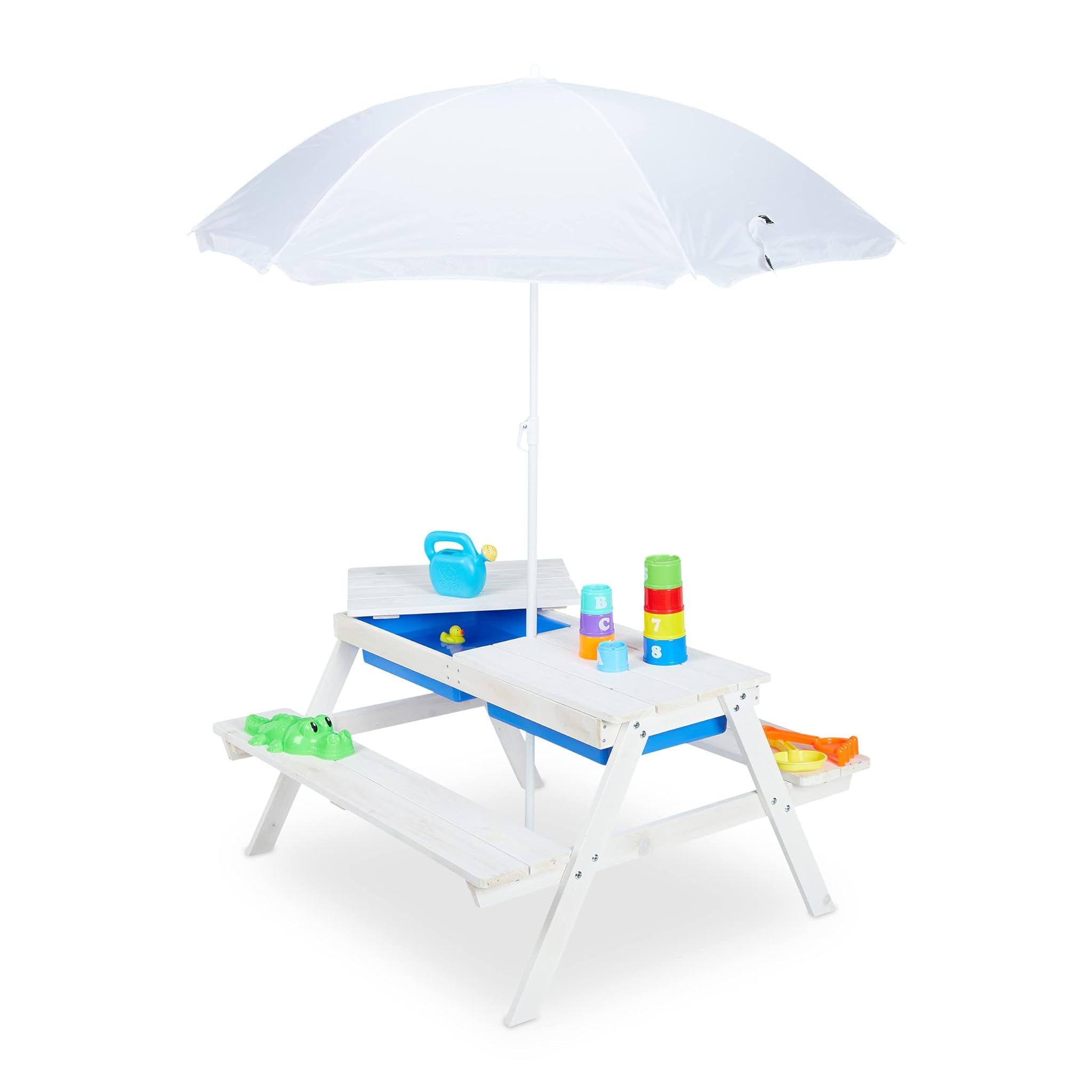 Relaxdays Tavolino da Bambini per Esterno, Bianco