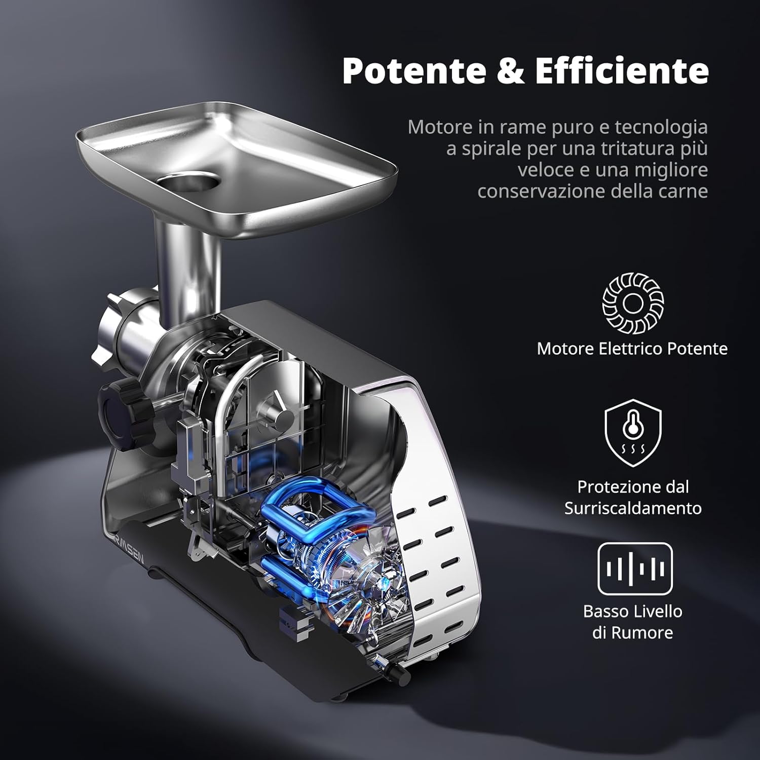 Airmsen Tritacarne Elettrico Professionale 2 Lame - immagine 4