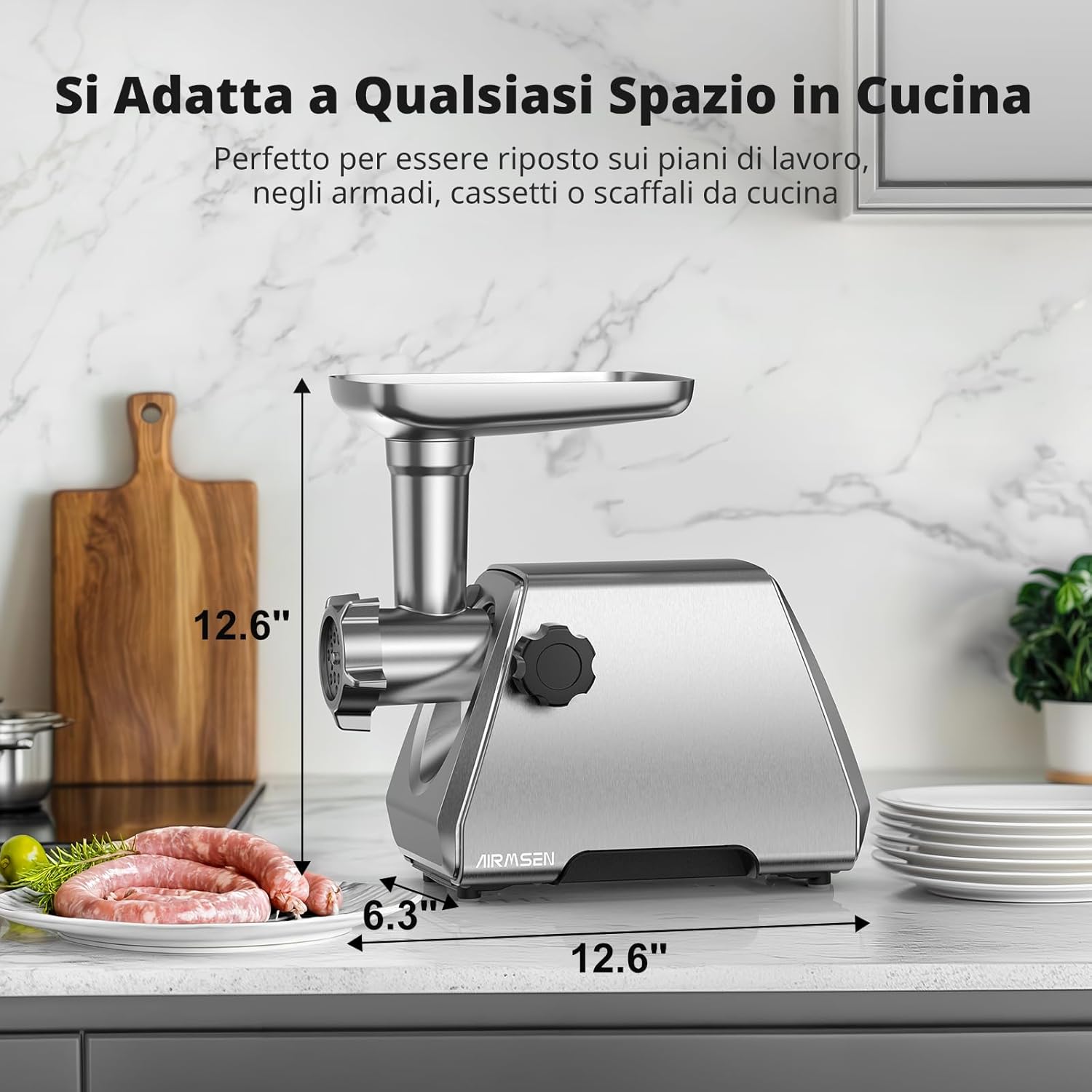 Airmsen Tritacarne Elettrico Professionale 2 Lame - immagine 8