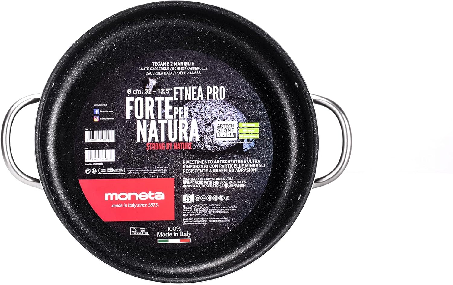 Moneta Etnea Pro Tegame 32 cm, manici inox - immagine 5