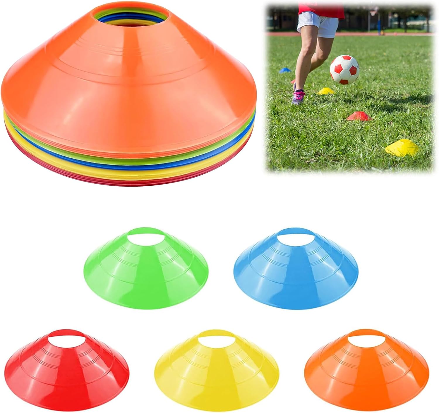 Set di Coni da Calcio 15 Pezzi, Conetti Allenamento Colorati, Accessori ...