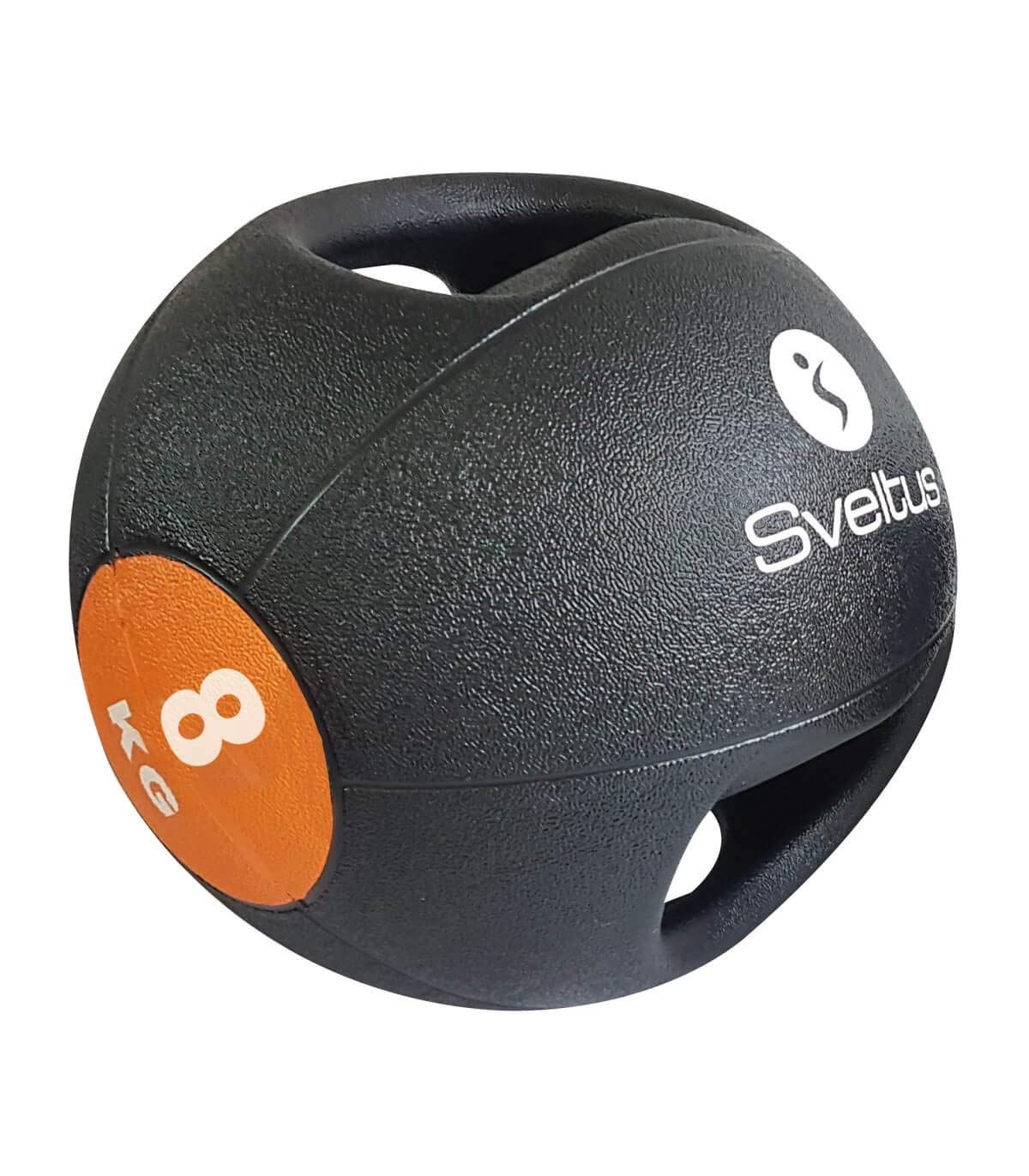 Sveltus Médecine Ball 8kg con Maniglie, Nero/Arancione