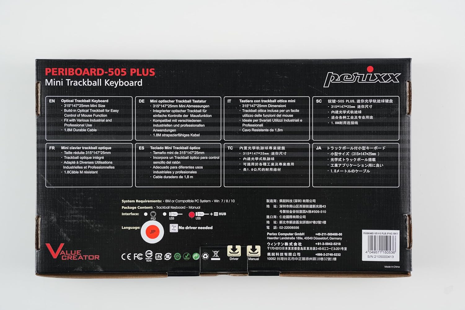 Perixx PERIBOARD-505H PLUS - Tastiera Mini USB, Nera - immagine 4