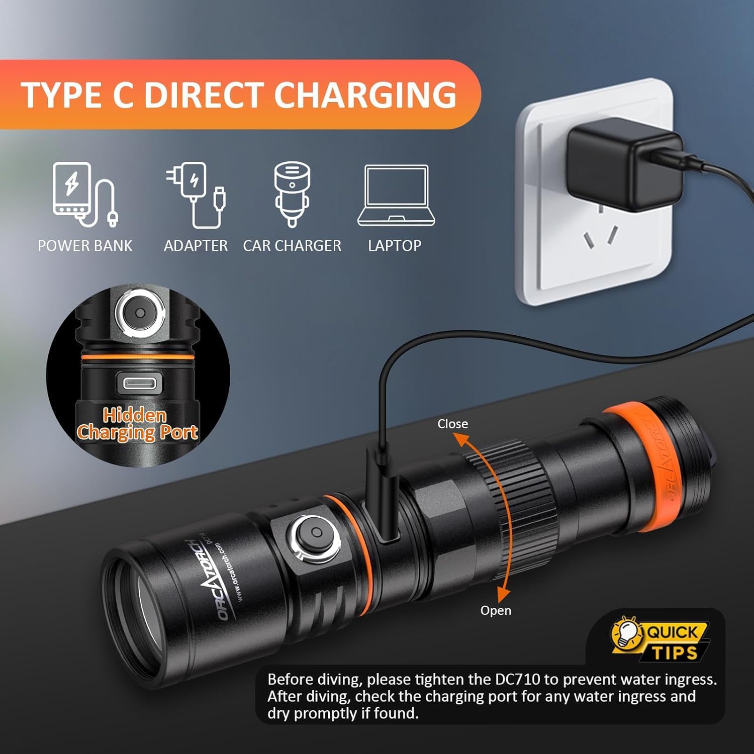 ORCATORCH DC710 - Torcia Subacquea 3000 Lumen - immagine 2