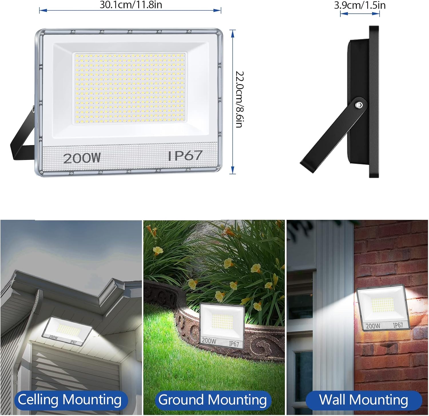 Faro Faretto LED da Esterno 200W 10000LM (2 Pezzi) - immagine 4