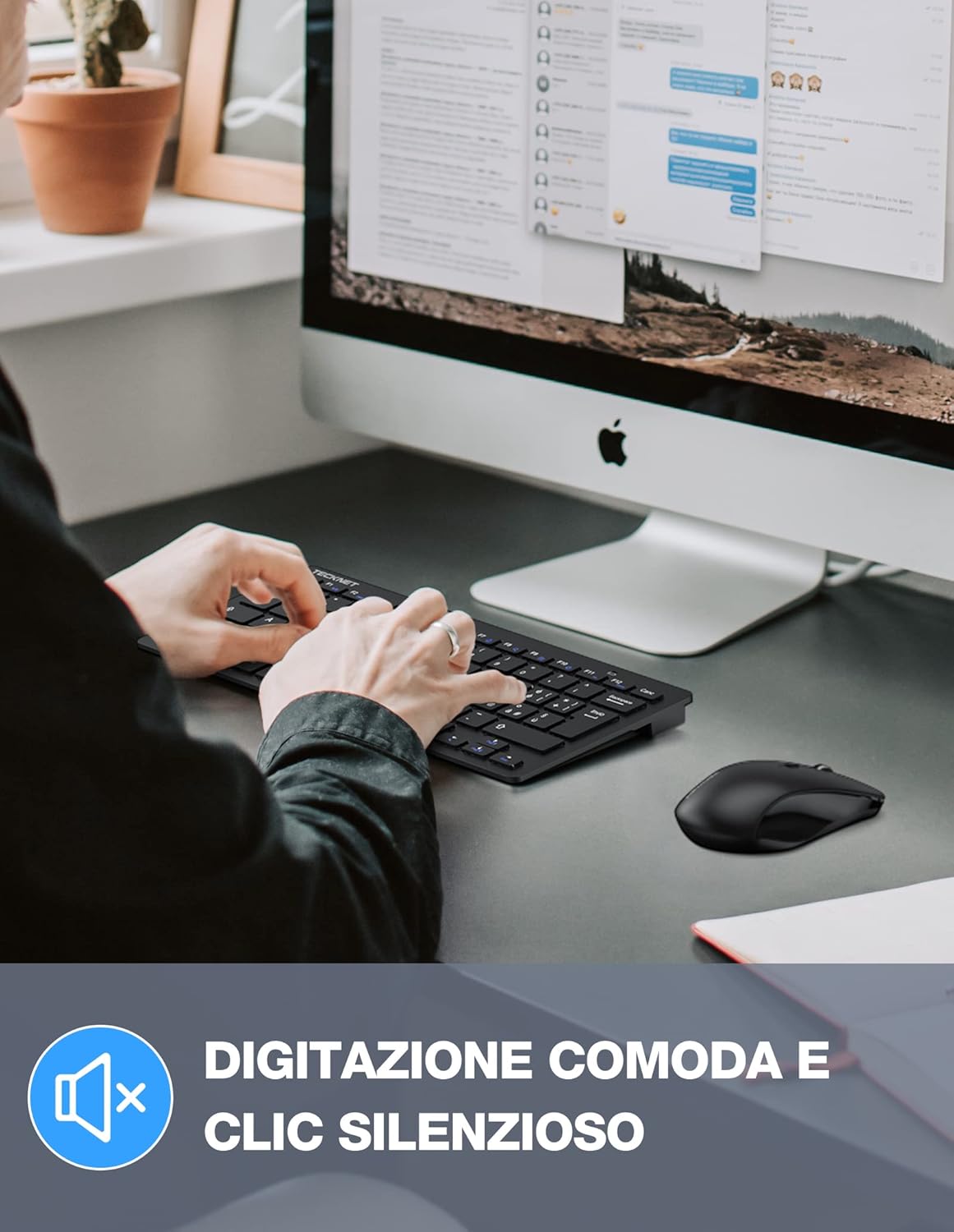 Tecknet Set Tastiera e Mouse Wireless 2.4G - immagine 3