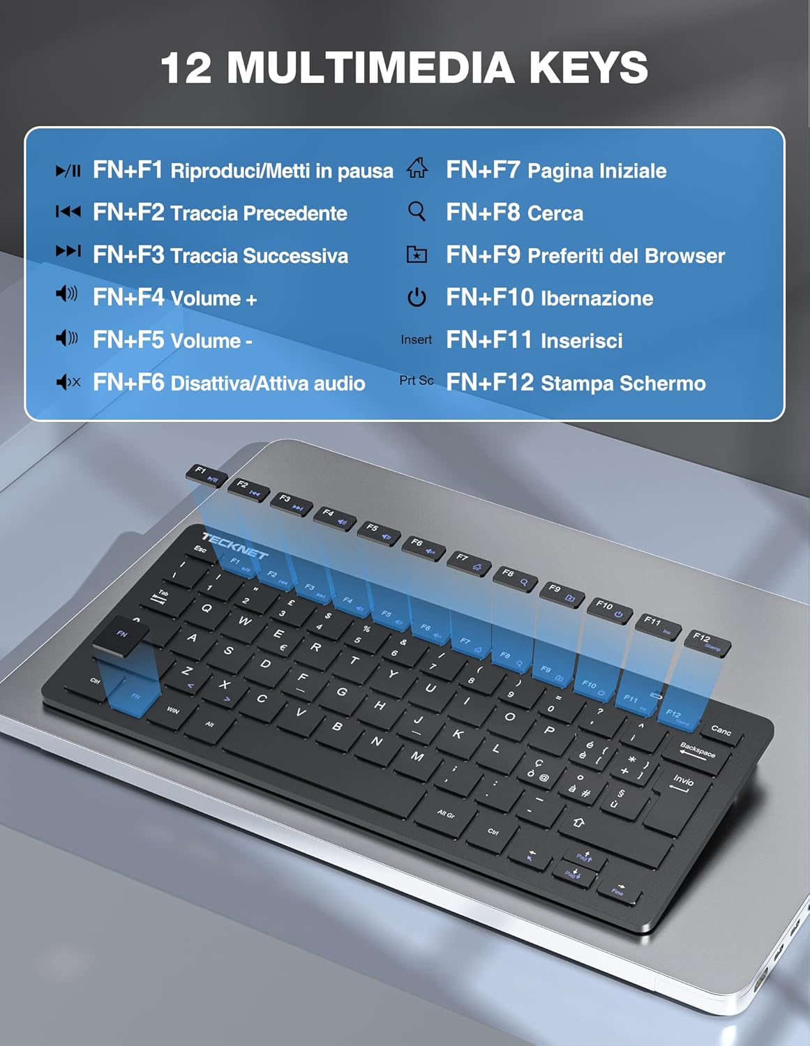 Tecknet Set Tastiera e Mouse Wireless 2.4G - immagine 5