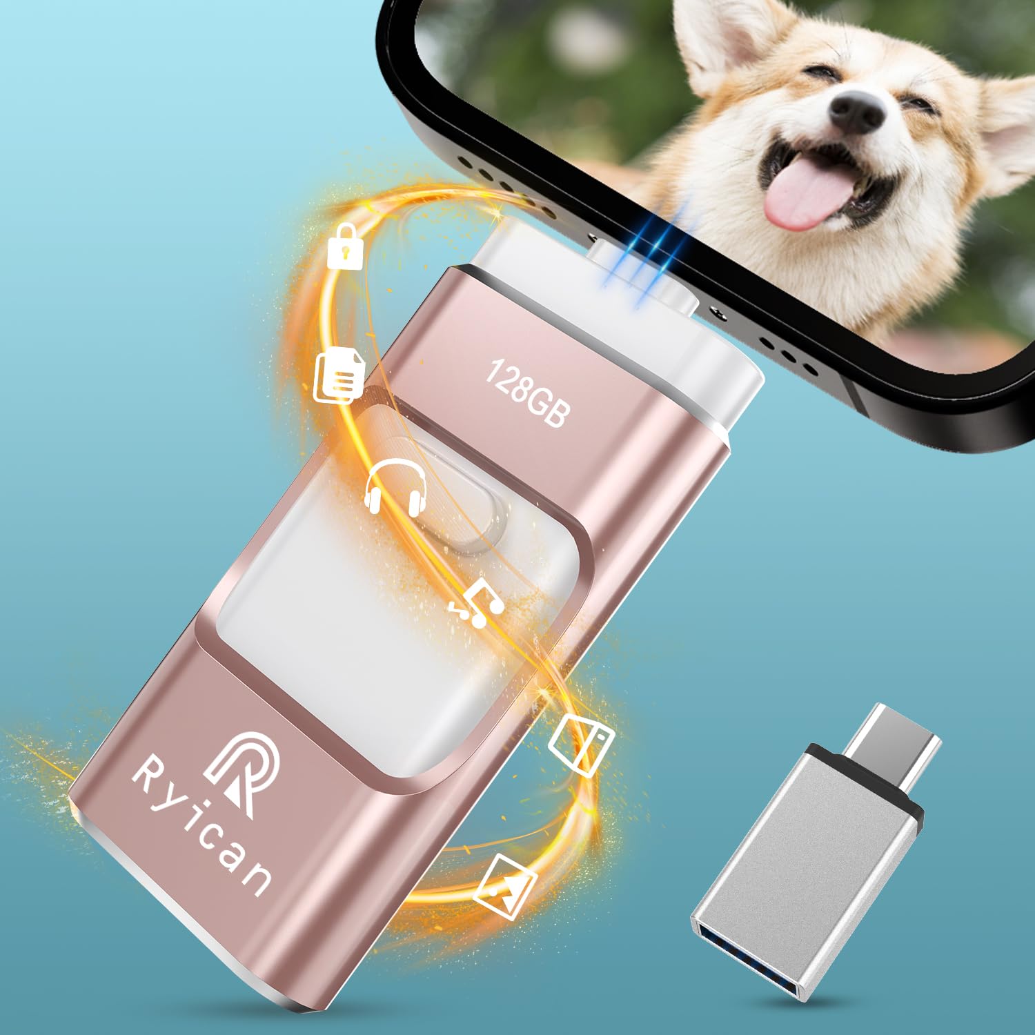 Ryican Chiavetta USB 512GB 3.0 4 in 1, Rosa