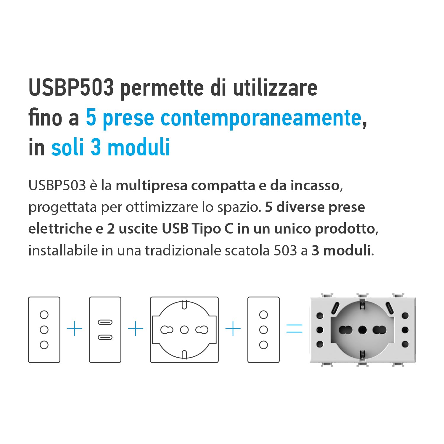 4box - USB P503 per Bticino® Matix™ - Stazione Ricarica Incasso | Velz