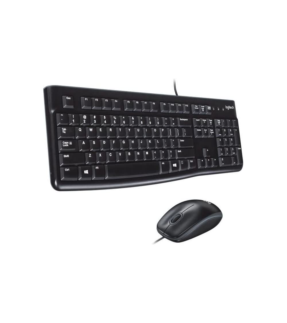 Logitech MK120 Combo Tastiera e Mouse con Filo per Windows, Layout Francese AZERTY - Nero