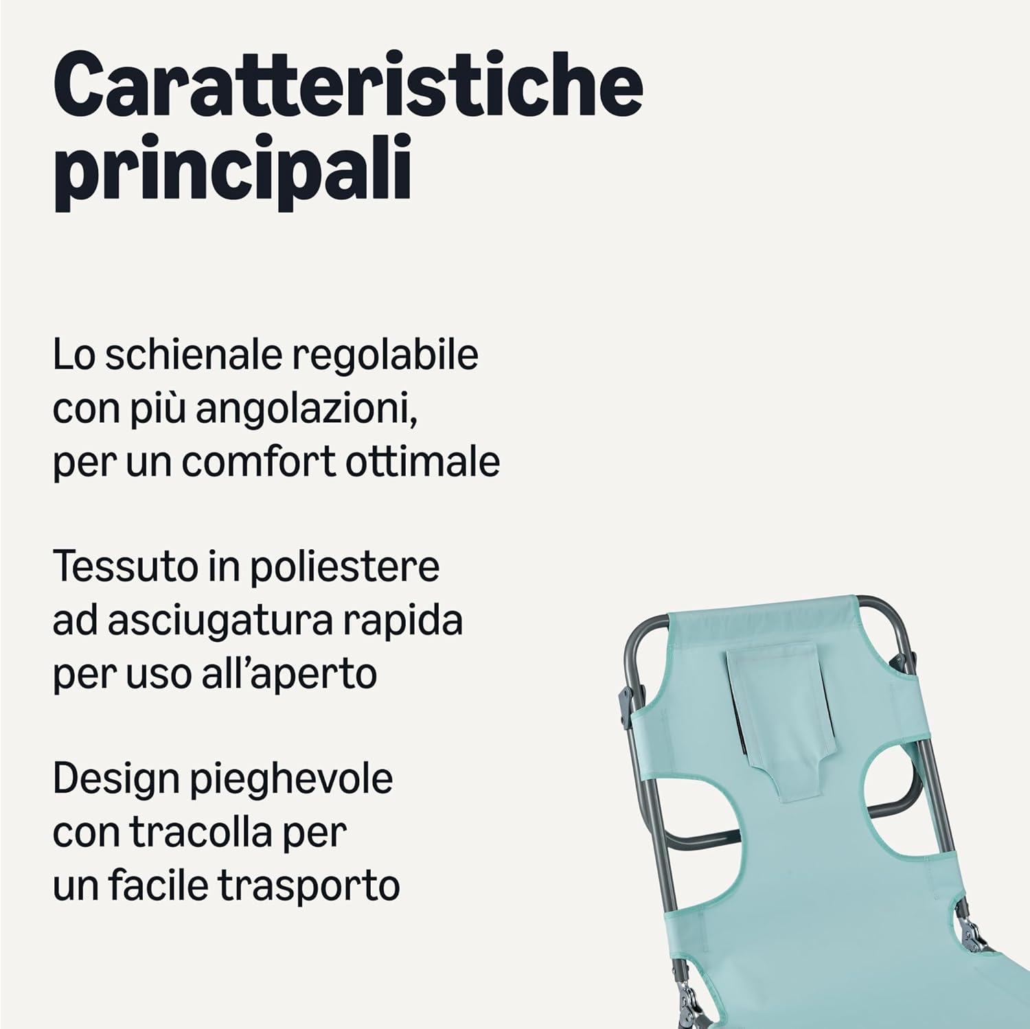 Basics - Poltrona da Esterno Reclinabile Pieghevole, Blu - immagine 3