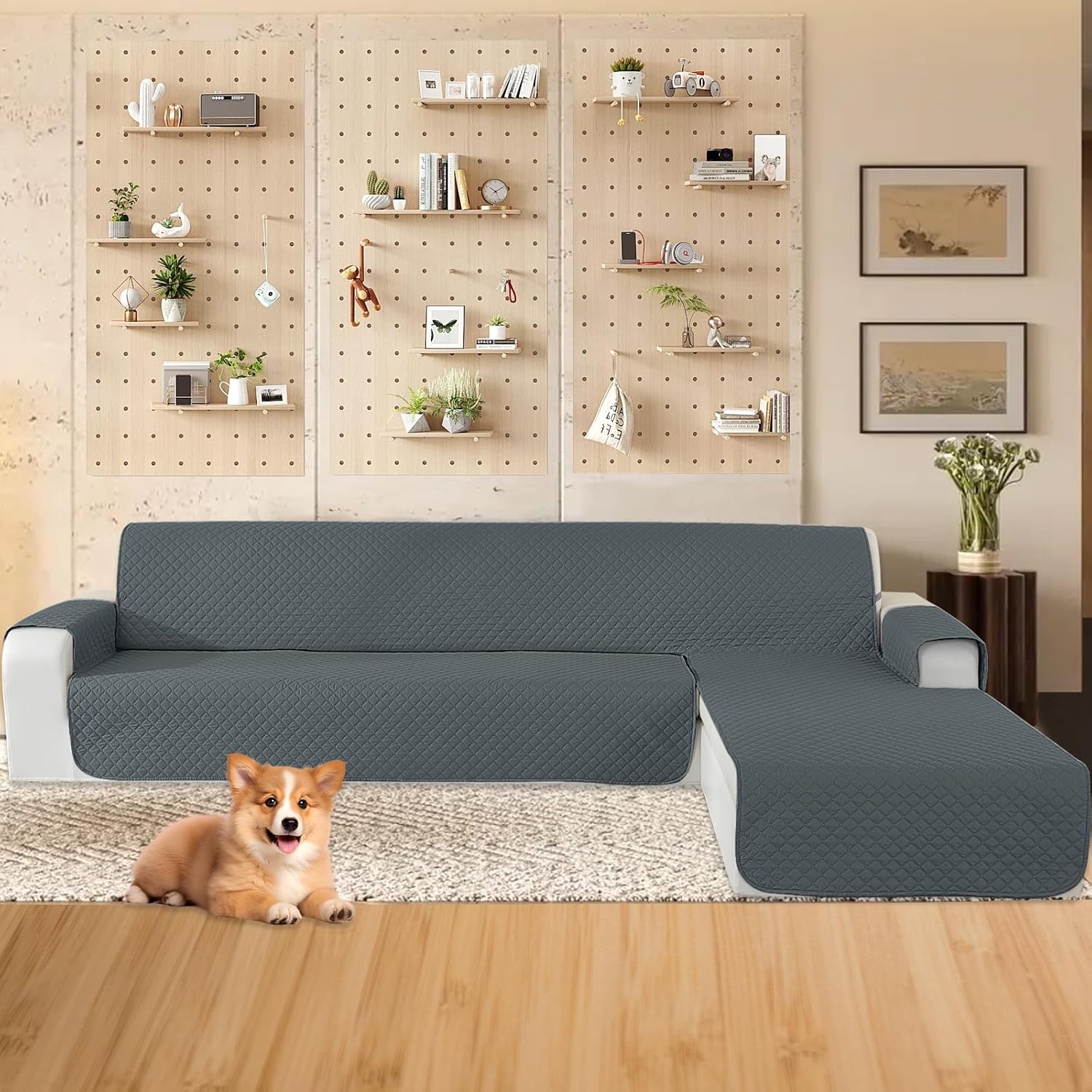 CYCMACO Copridivano 2 Posti con Penisola, Grigio - immagine 2