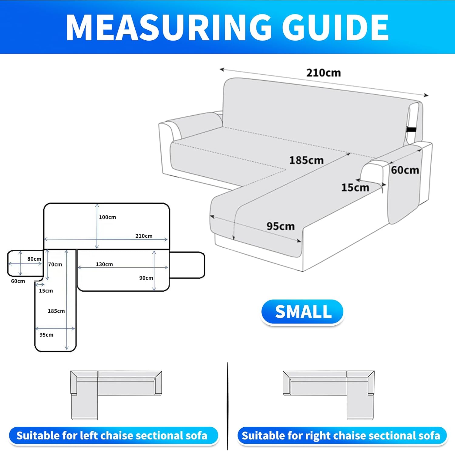 CYCMACO Copridivano 2 Posti con Penisola, Grigio - immagine 3