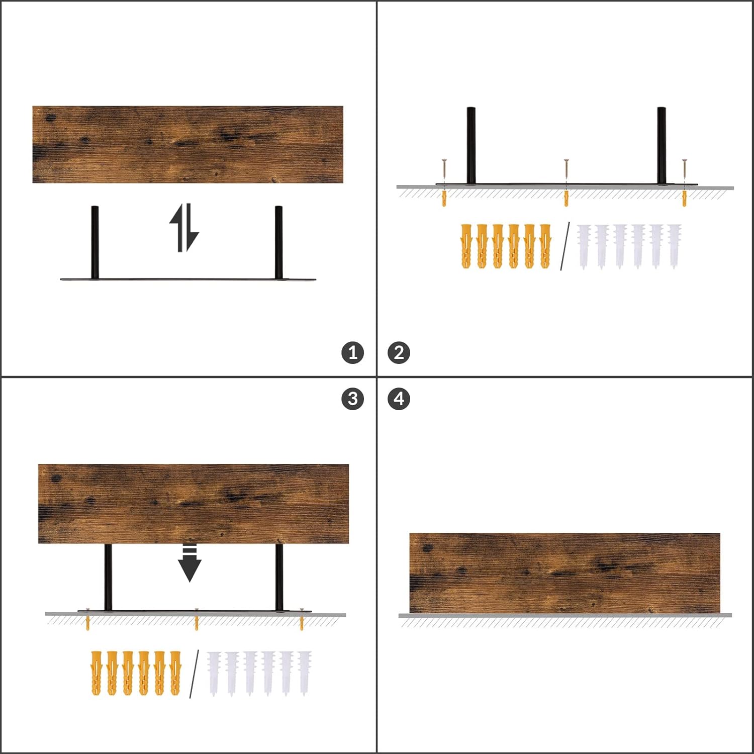 HOOBRO Set 2 Mensole da Muro Sospese 80cm, Marrone Vintage - immagine 7