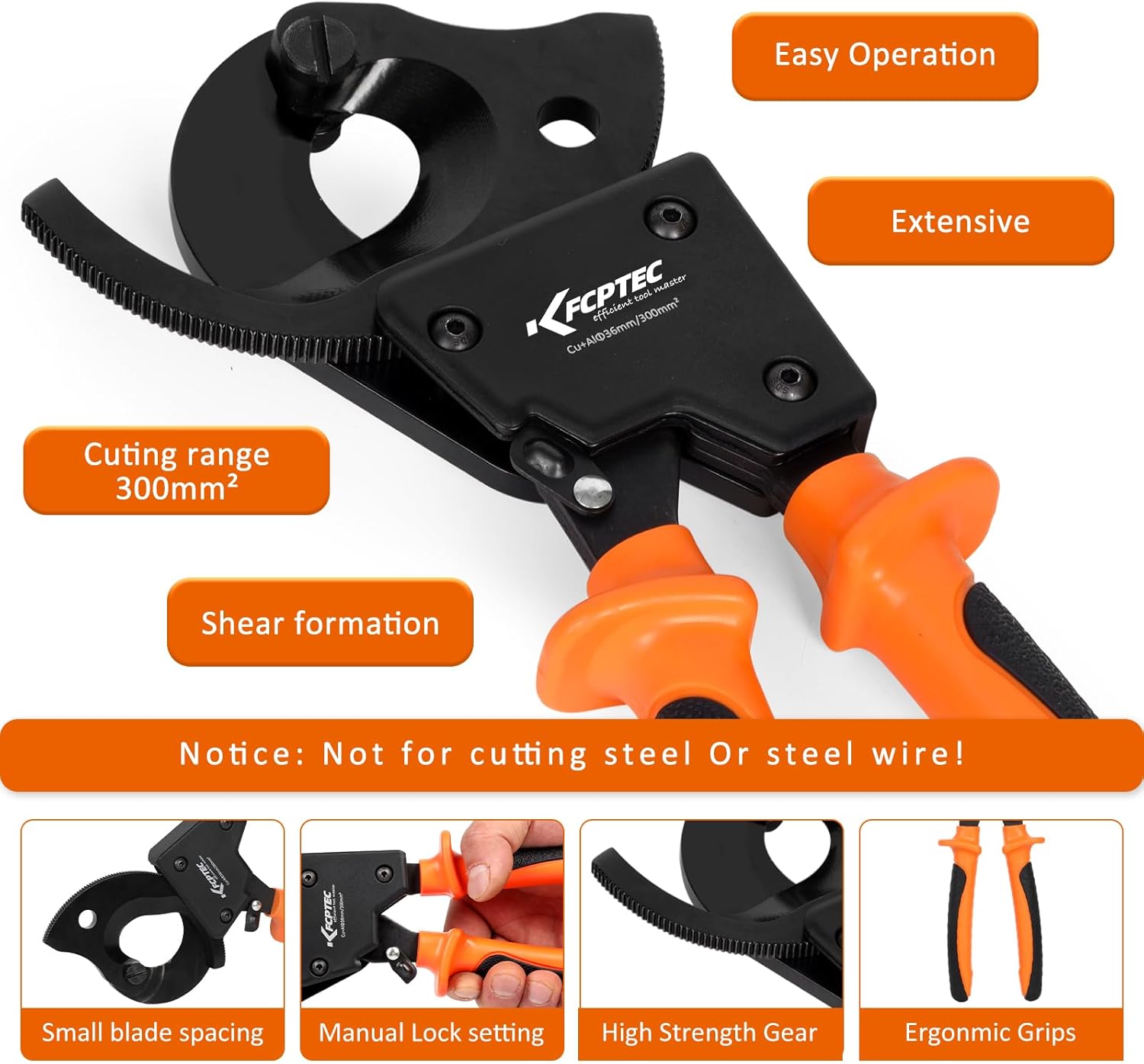 Kf Cptec Tagliacavi a Cricchetto per Alluminio e Rame - immagine 2