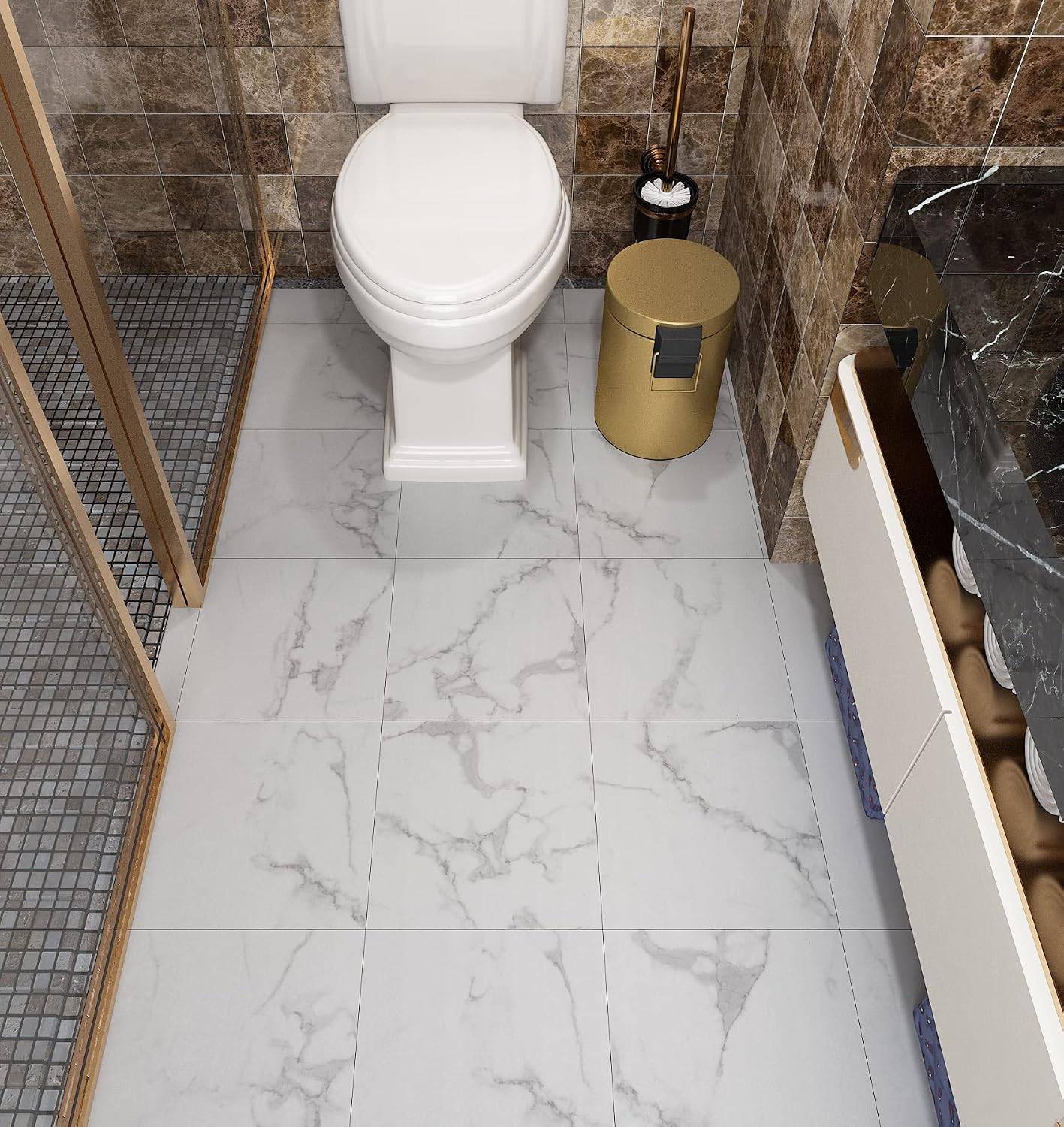 Livelynine 32 Piastrelle Adesive Pavimento PVC 30x30cm Grigio | Velz