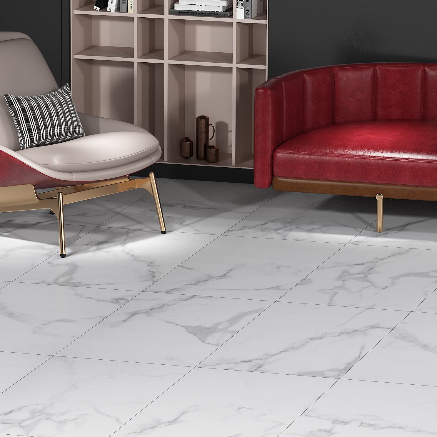 Livelynine 32 Piastrelle Adesive Pavimento PVC 30x30cm Grigio | Velz