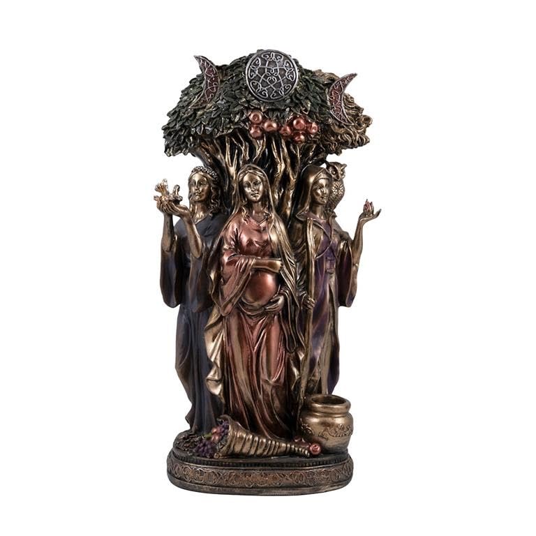 Figura Tripla Dea Celtica in Resina Bronzo 18x15x40cm