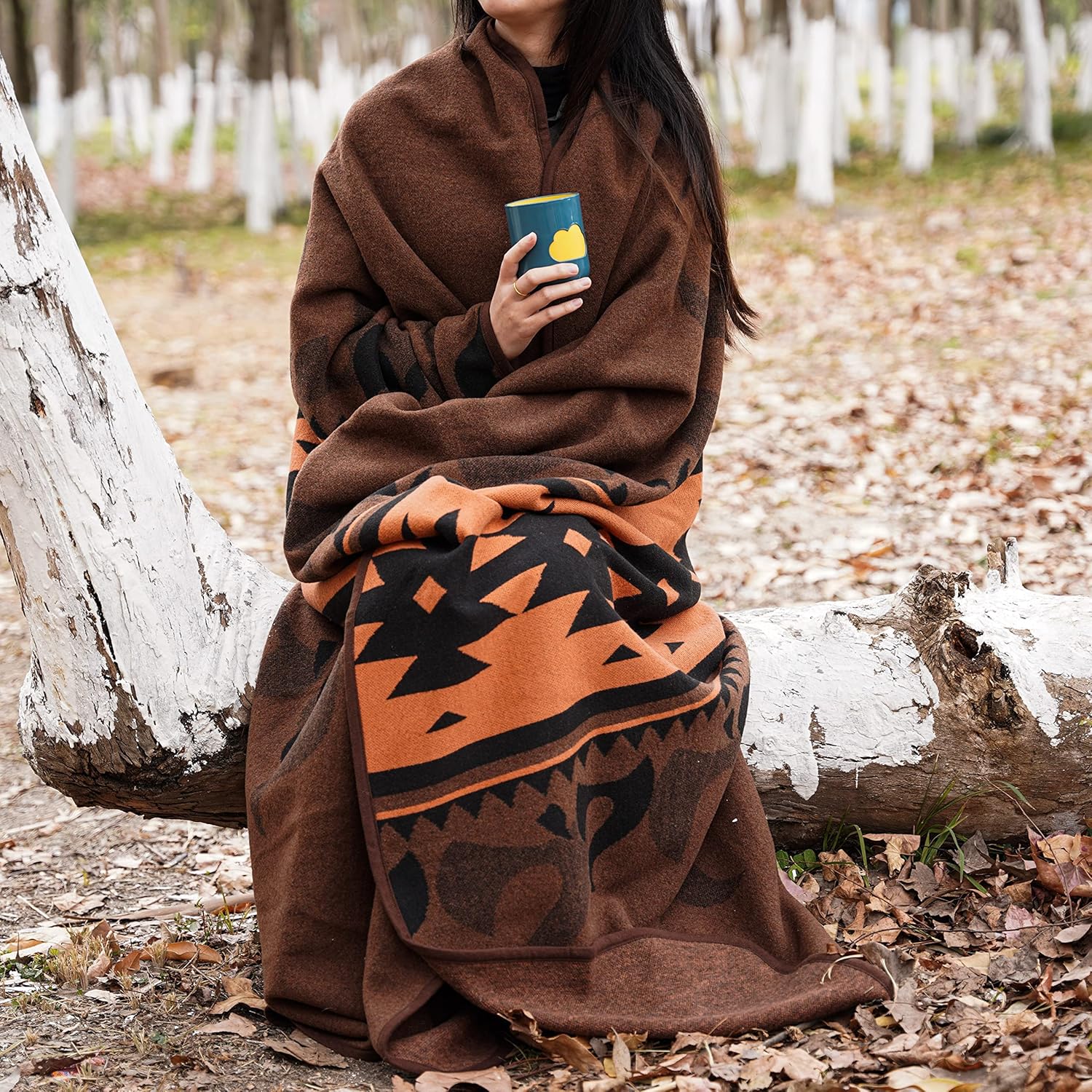 Acushla Coperta in Lana Merino 79x63cm, Marrone Fiamma - immagine 1