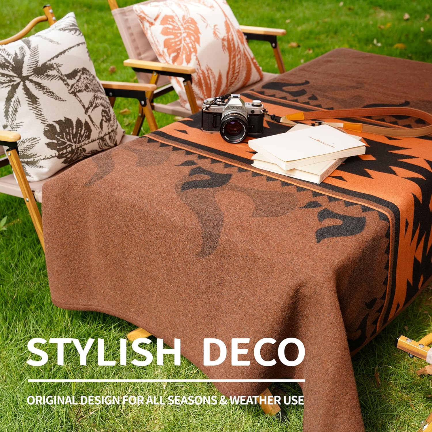 Acushla Coperta in Lana Merino 79x63cm, Marrone Fiamma - immagine 3