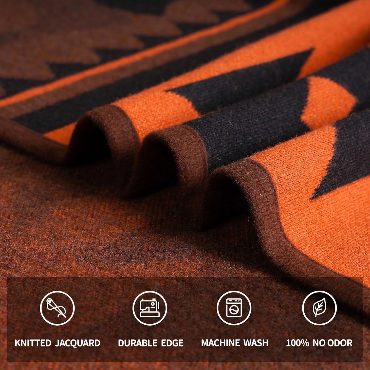 Acushla Coperta in Lana Merino 79x63cm, Marrone Fiamma - immagine 6