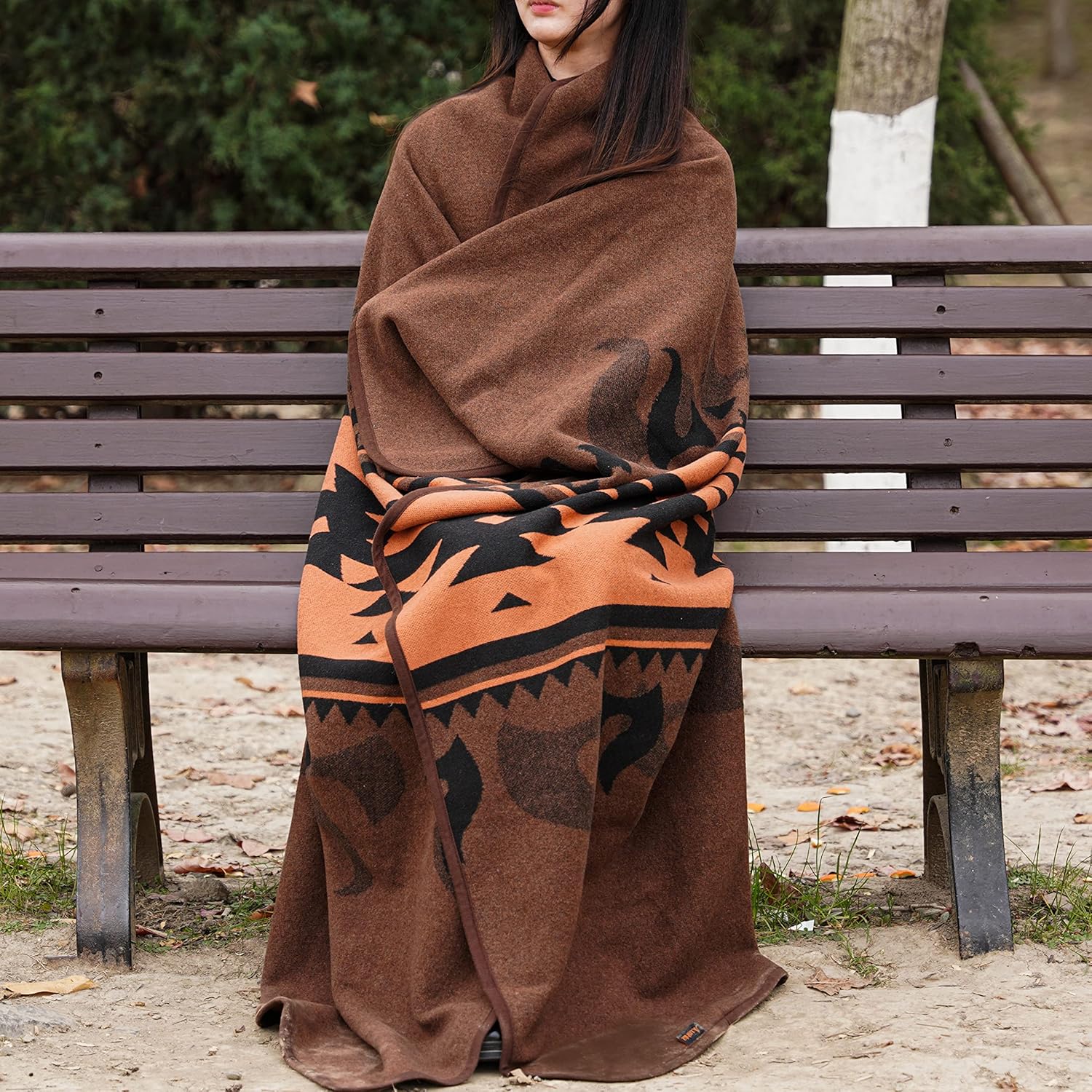 Acushla Coperta in Lana Merino 79x63cm, Marrone Fiamma - immagine 7