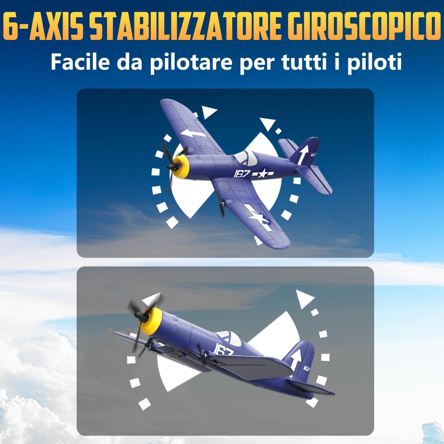 HAWK'S WORK Aereo RC F4U Corsaro 3 Canali - immagine 3
