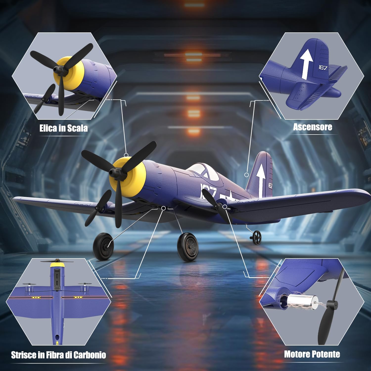 HAWK'S WORK Aereo RC F4U Corsaro 3 Canali - immagine 5