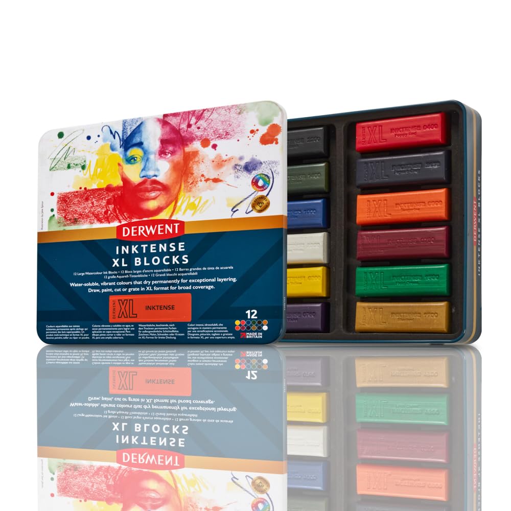Derwent Inktense Set 12 Blocchi di Colore XL 60mm