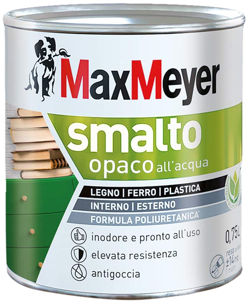 Maxmeyer Smalto All'Acqua Poliuretanico Opaco Nero 0,75 L