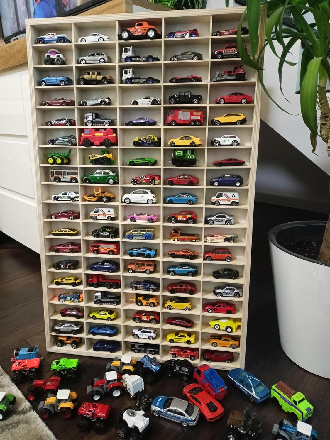 Scaffale in Legno per 92 Auto Giocattolo