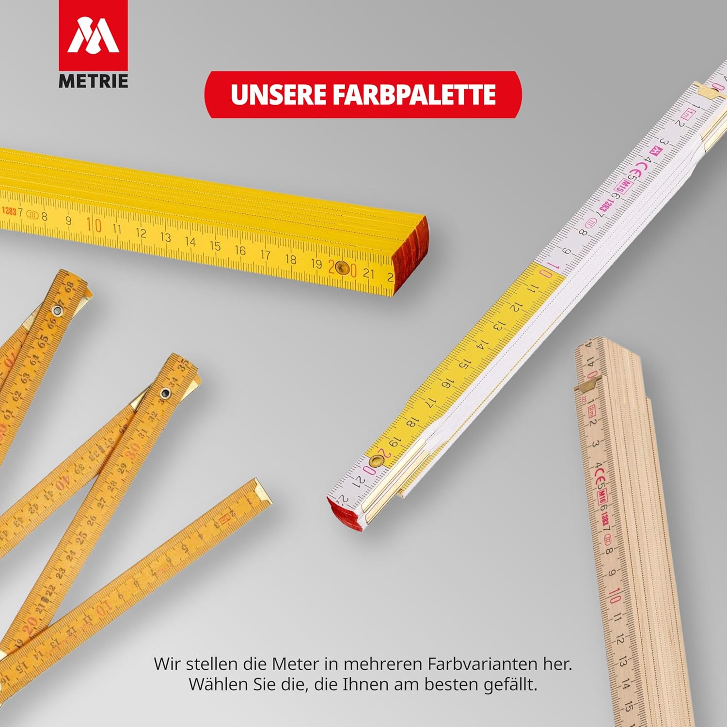 Metrie PERFEKT Holz Zollstock 2m, 10 Pezzi, Bianco - immagine 5