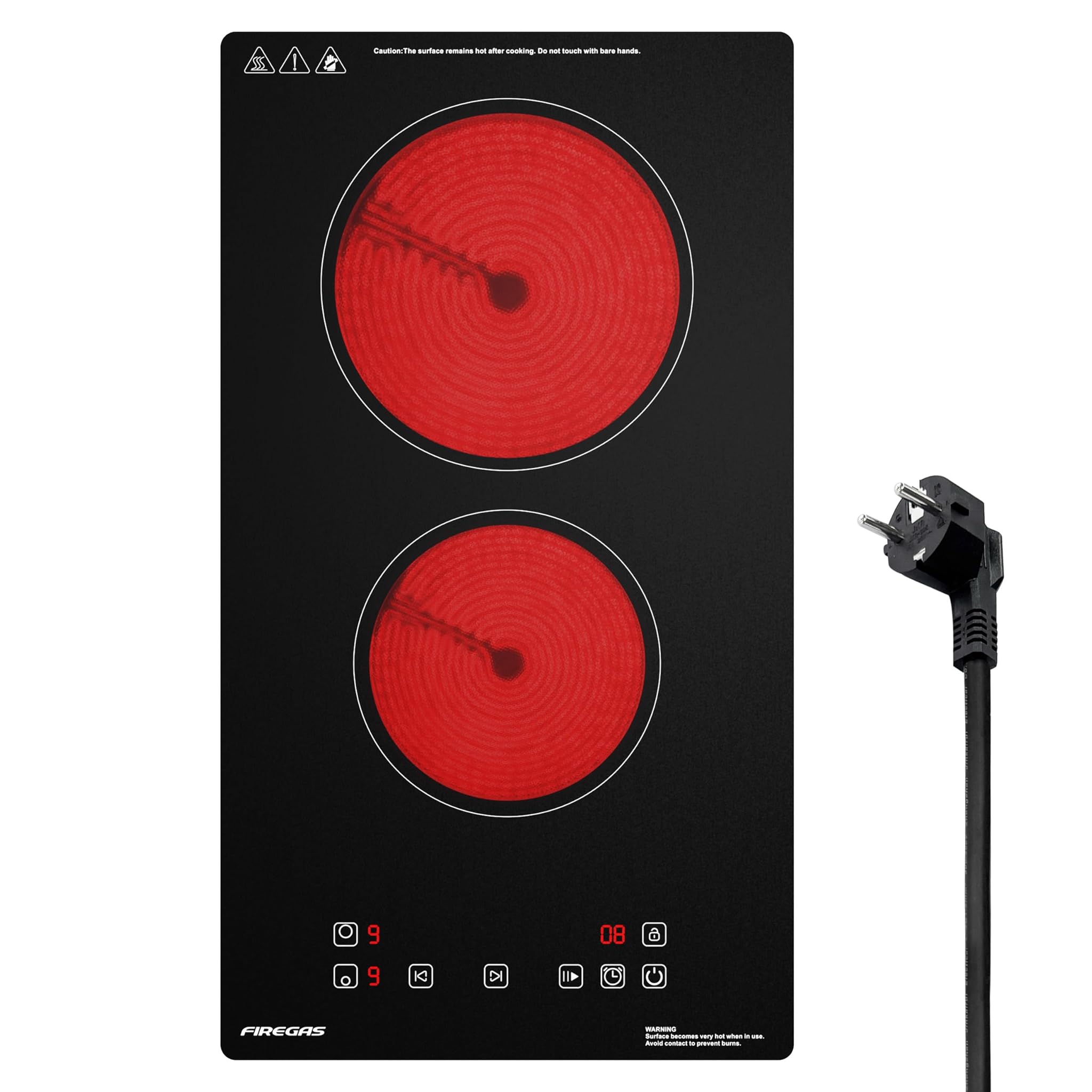 Firegas Piano Cottura Vetroceramica Elettrico 2 Fuochi 3000W