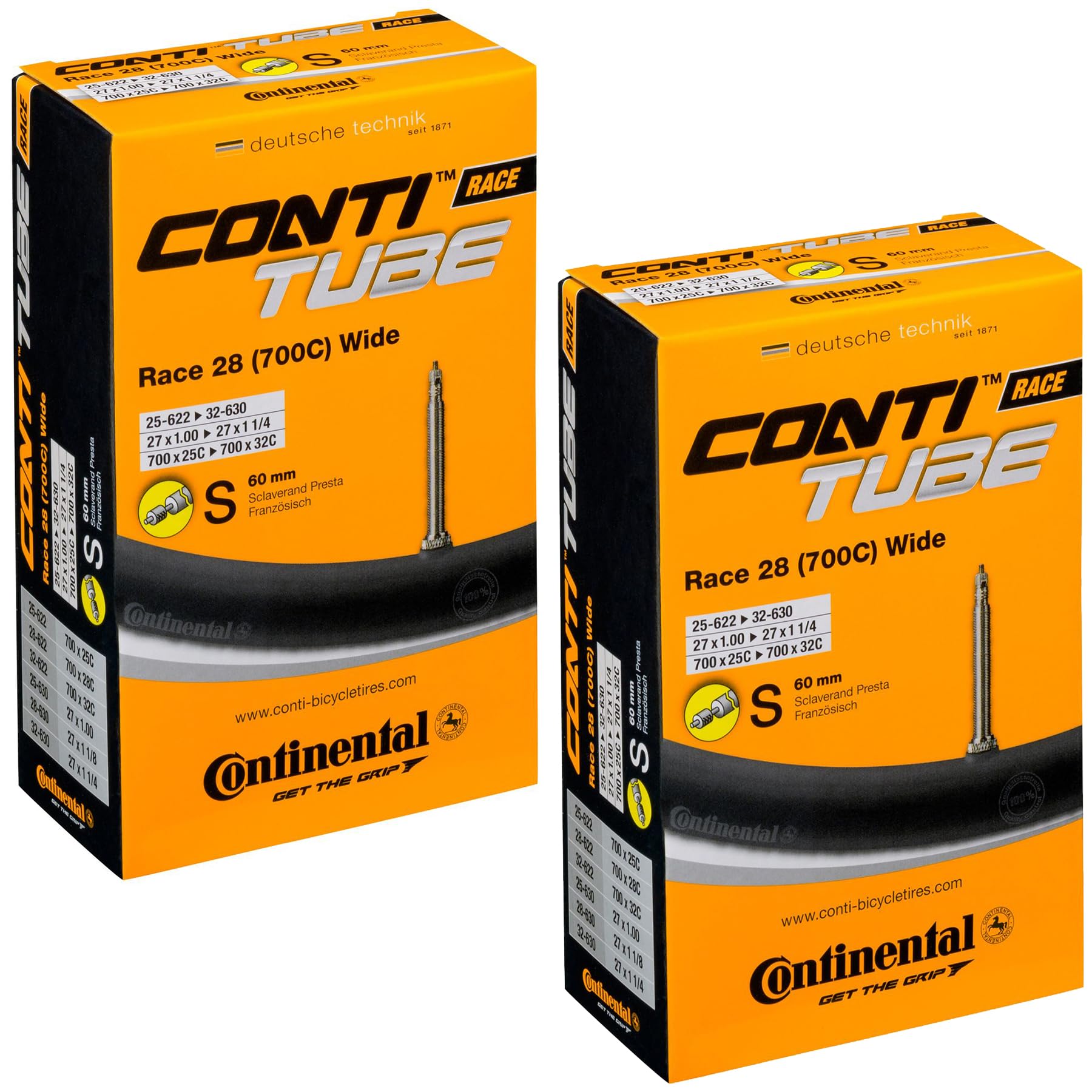 Continental Race 28 - Camera Bici 700x25-32c, Nero