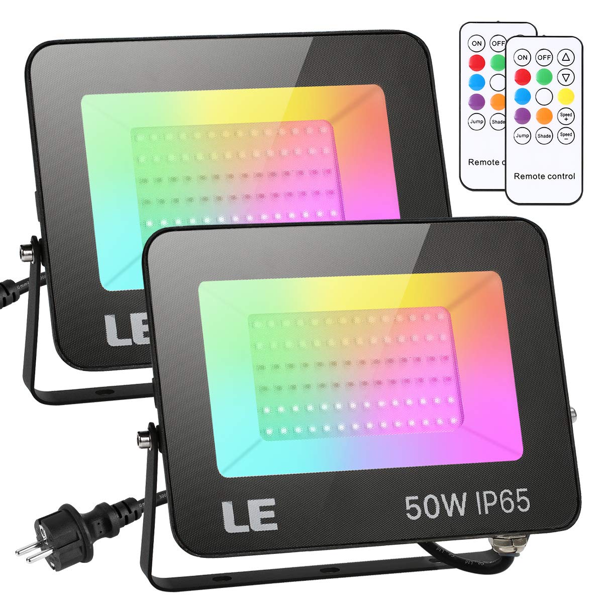 LE Faretto LED RGB Esterno 50W 2 Pezzi