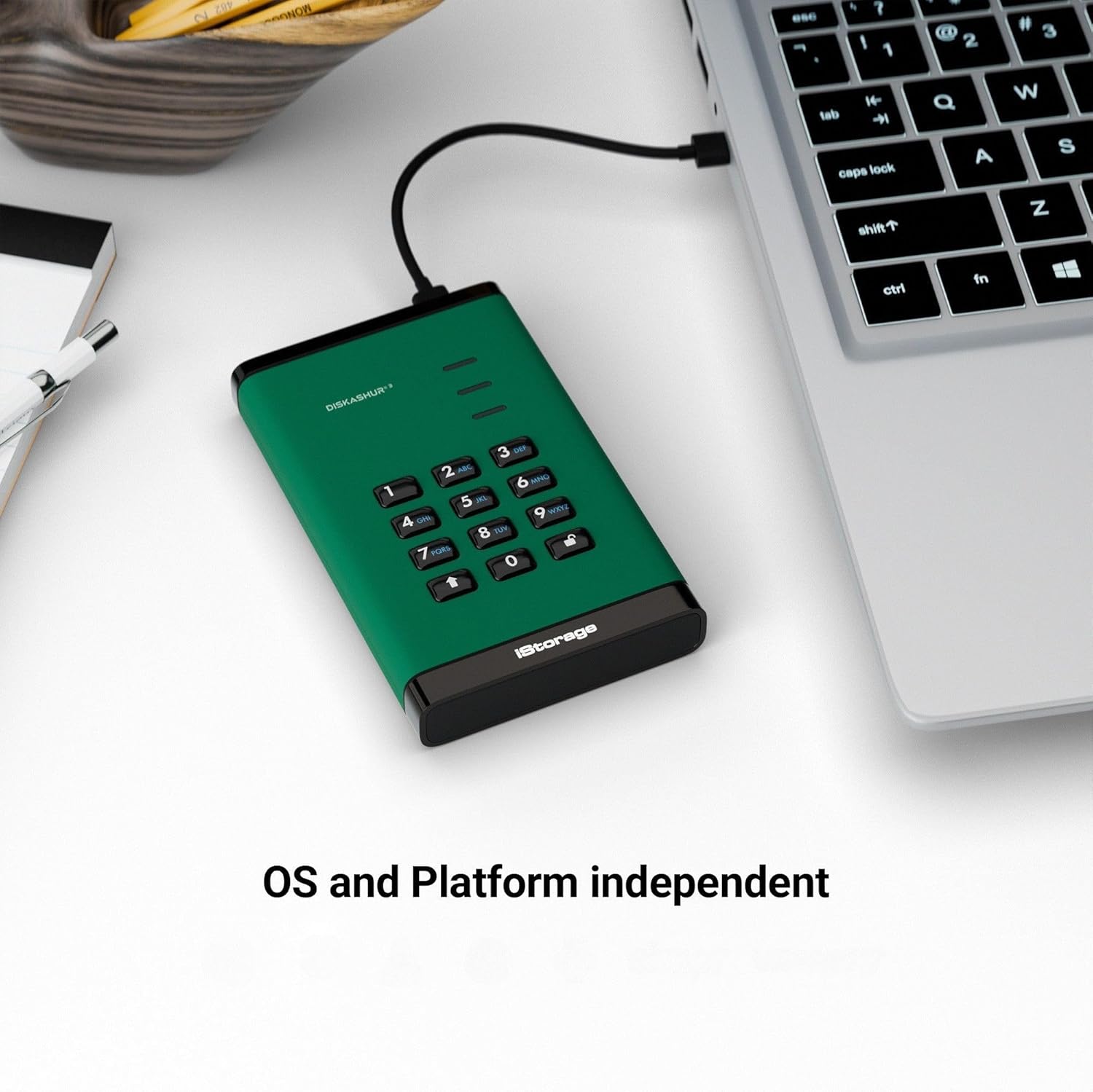 Istorage DiskAshur3 HDD 1TB Green - Hard Disk Portatile - immagine 3