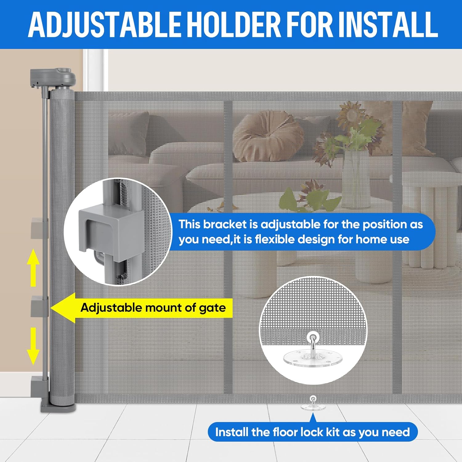 Cancelletto Estensibile per Cani e Bambini, Grigio - immagine 4