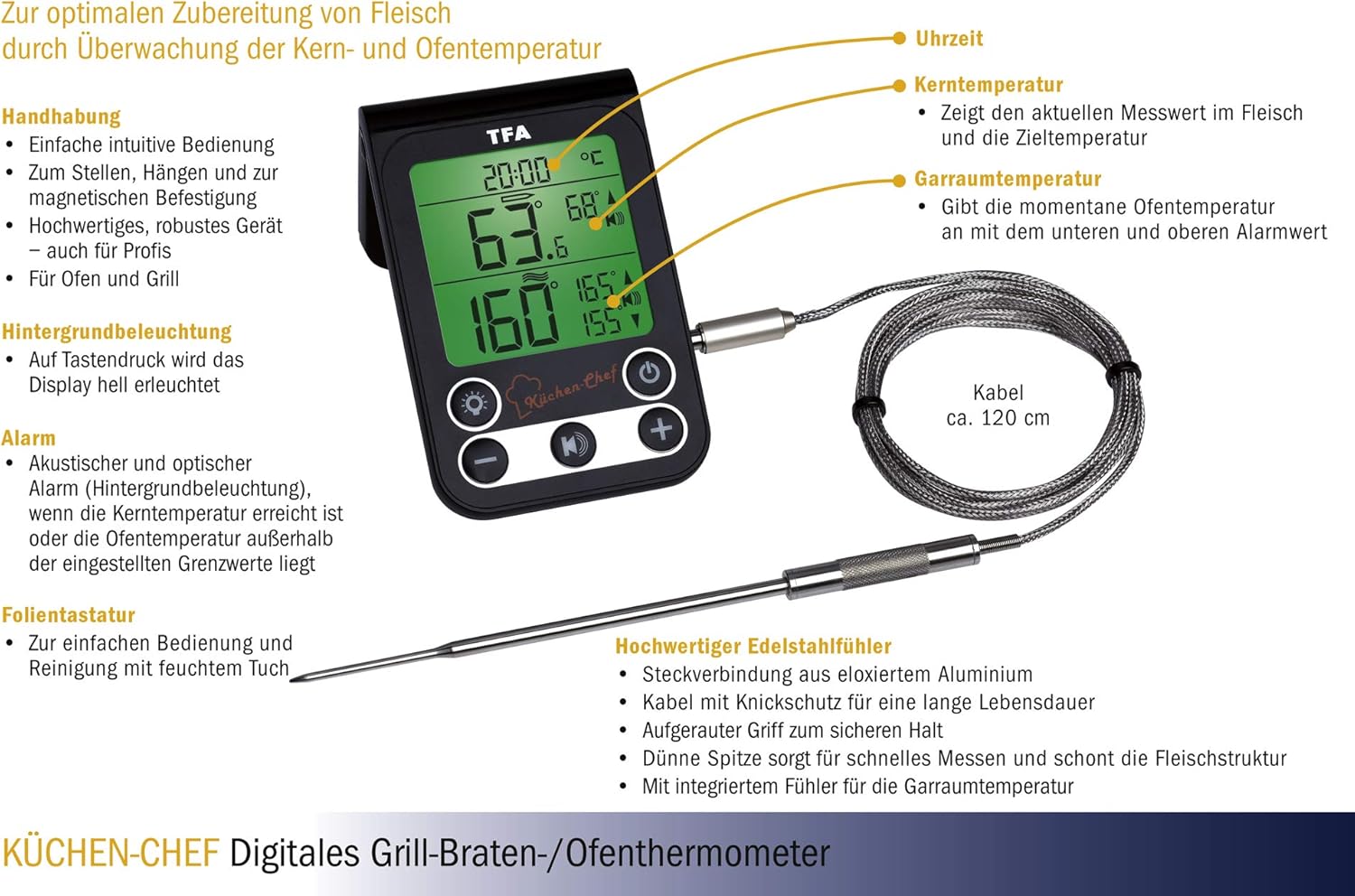 TFA Dostmann 14.1512.01 - Termometro Digitale da Cucina per Grill (nero) - immagine 10