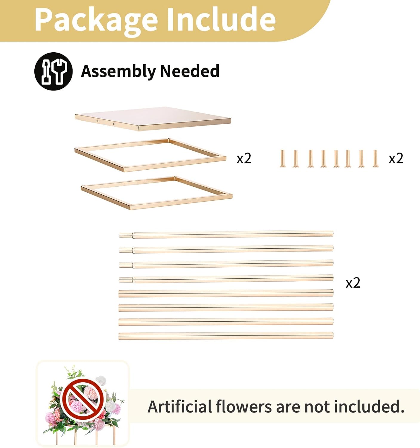 Nuptio Centrotavola Vaso Alto Oro - 2 Pezzi 100cm - immagine 6