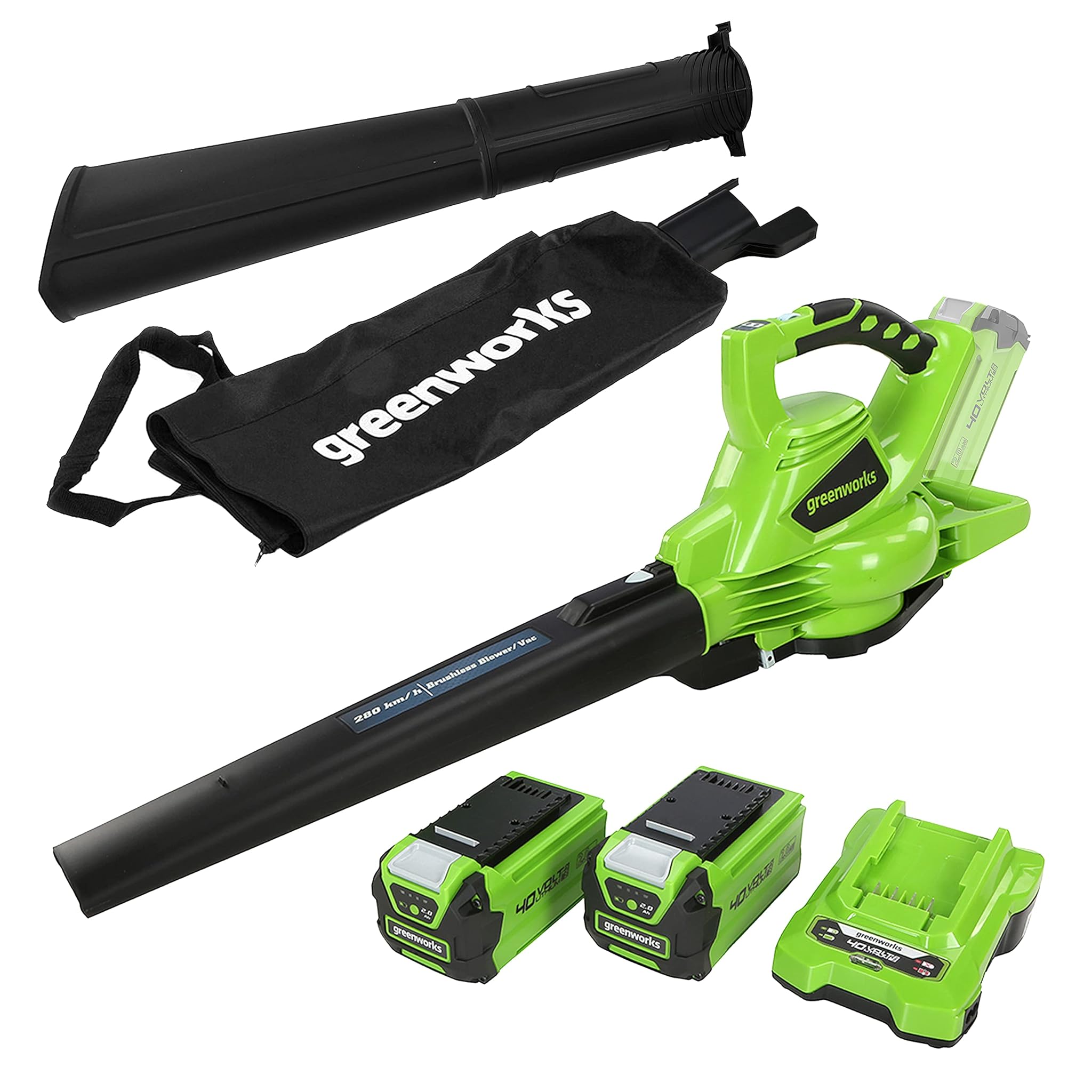 Greenworks 40V - Aspiratore Soffiatore a Batteria per Foglie