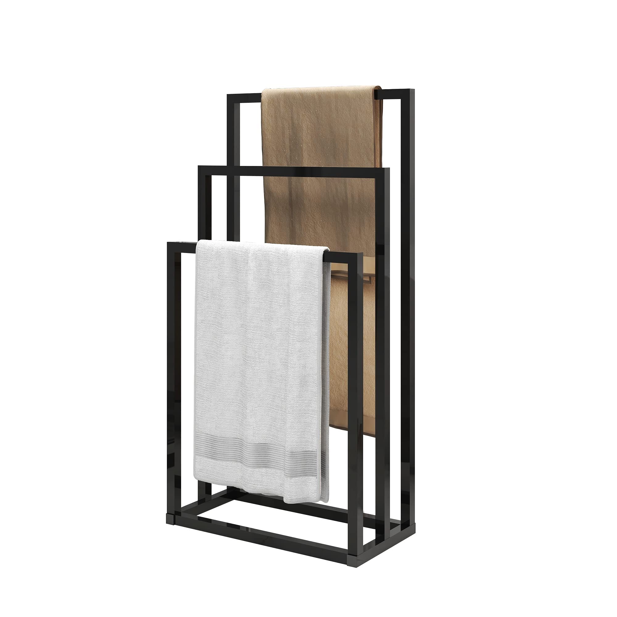 JELUTE Porta Asciugamani Autoportante 3 Livelli, Nero