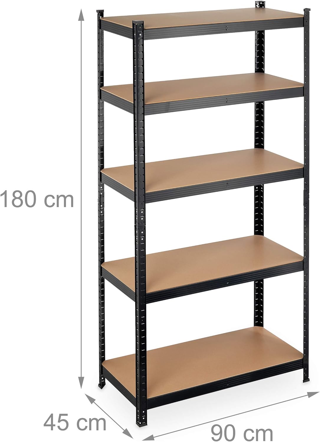 Relaxdays Scaffale in Metallo 180x90x45 cm, Nero - immagine 3