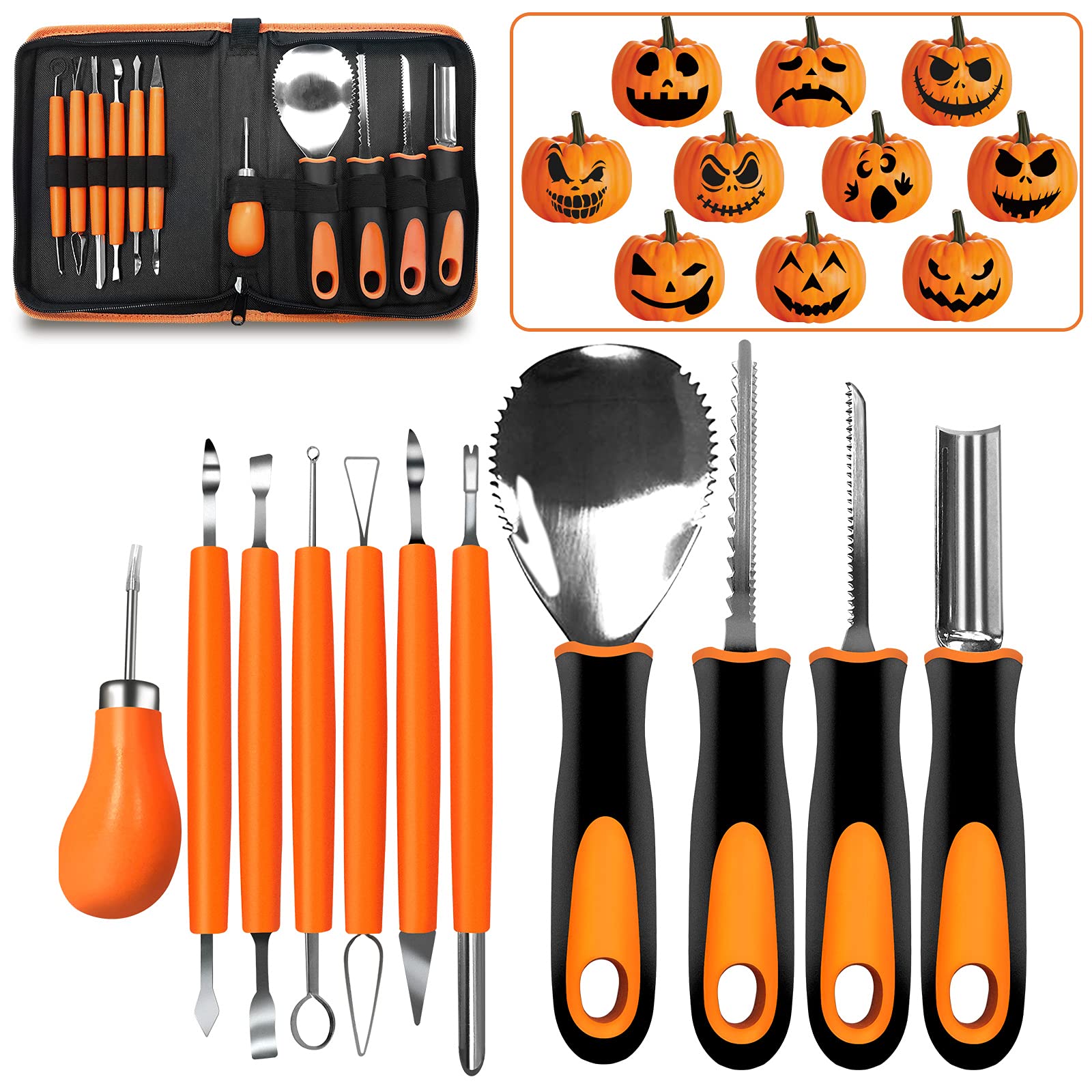 Kit Intaglio Zucca Halloween 11 Strumenti Acciaio Inox