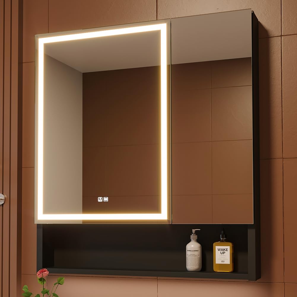 Kww Mobile Bagno con Specchio LED e Prese USB