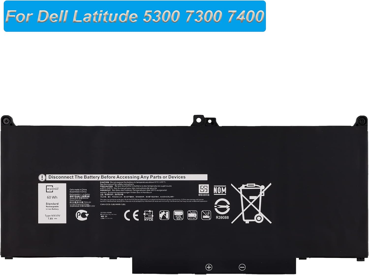 E-yiiviil Batteria MXV9V per Dell Latitude 5300 - immagine 2